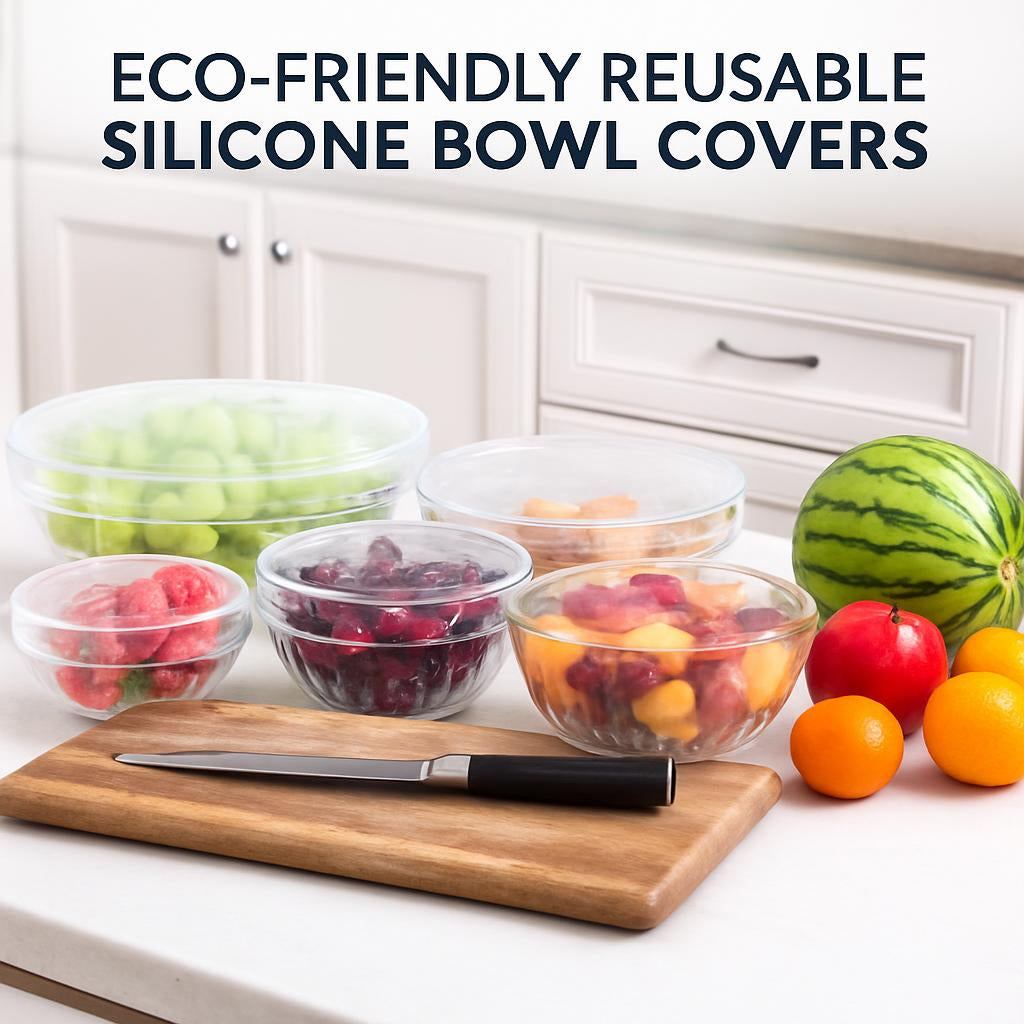 Transparent round reusable silicone bowl covers