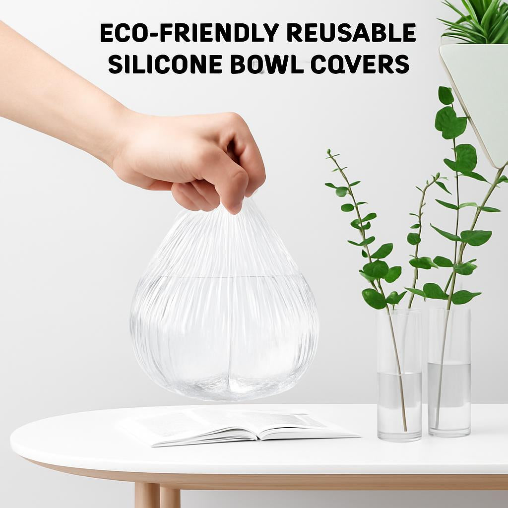 Eco-Friendly Reusable Silicone Bowl Covers - Transparent, Round, Stretchable
