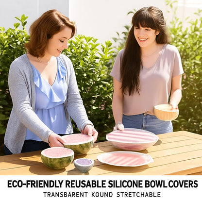 Eco-Friendly Reusable Silicone Bowl Covers - Transparent, Round, Stretchable