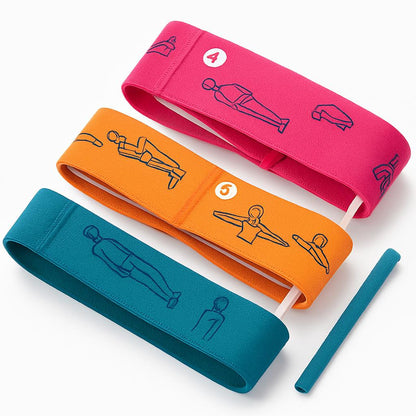 Eco-Friendly Fabric Resistance Bands in Pink, Orange, and Teal