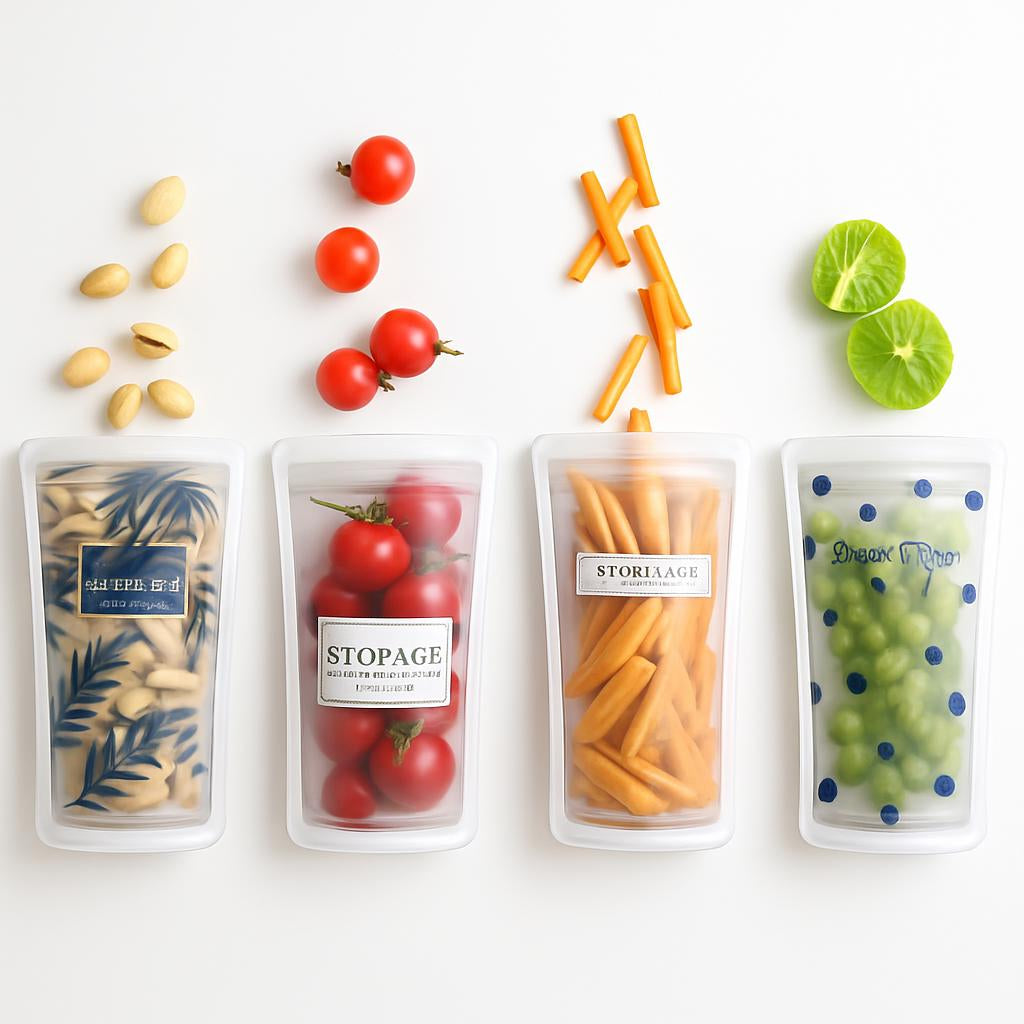 Eco-Friendly Reusable Silicone Storage Bags with Printed Designs