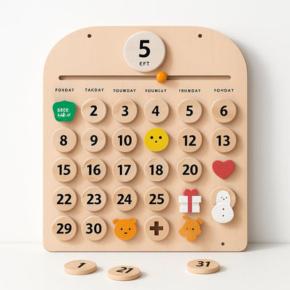 Eco-Friendly Wooden Calendar for Kids' Learning