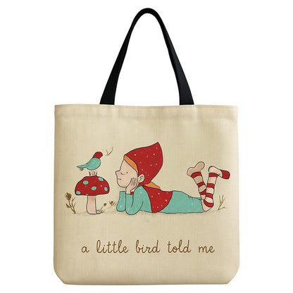 Cartoon Mushroom One Shoulder Reusable Tote Bag