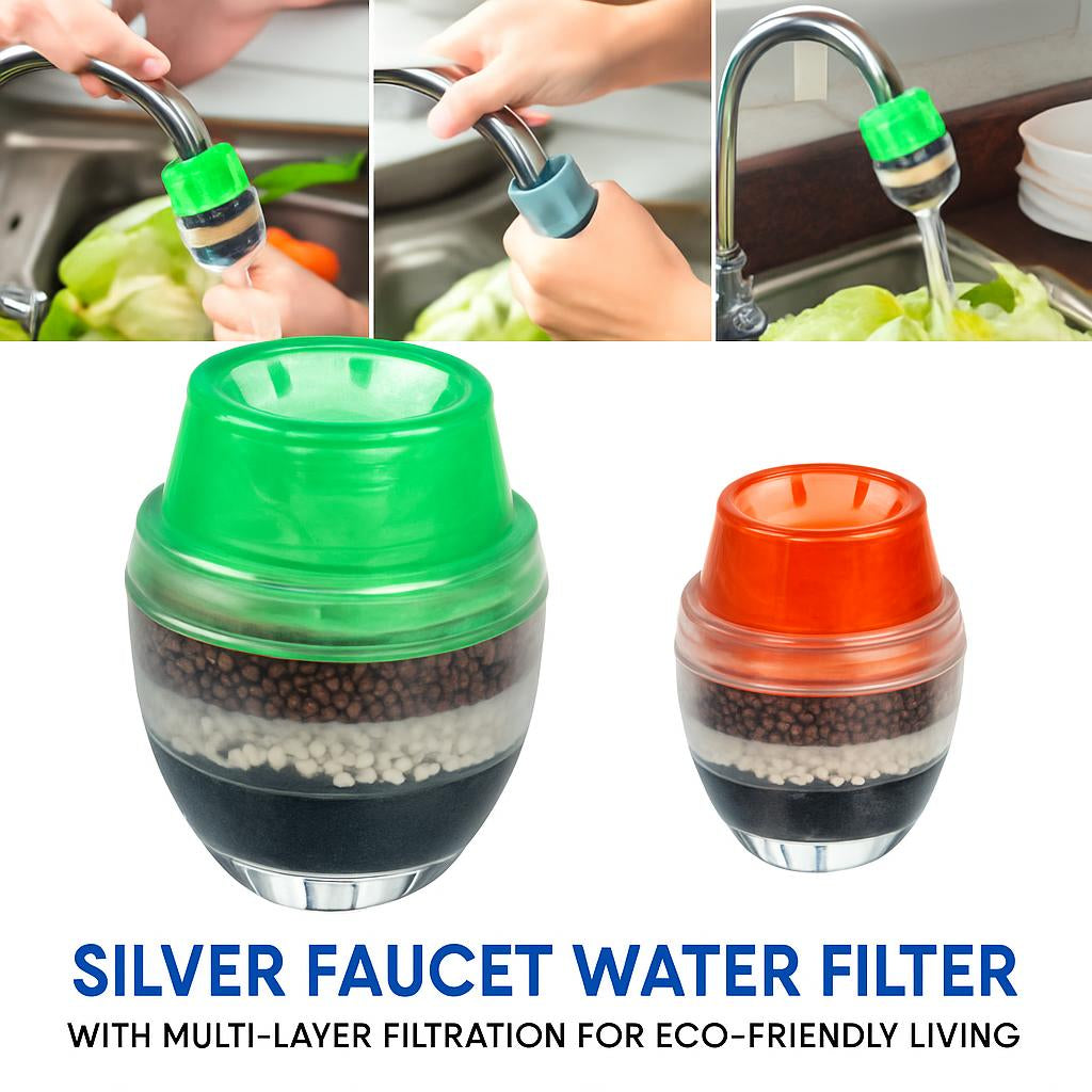 Silver Faucet Water Filter with Multi-Layer Filtration for Eco-Friendly Living