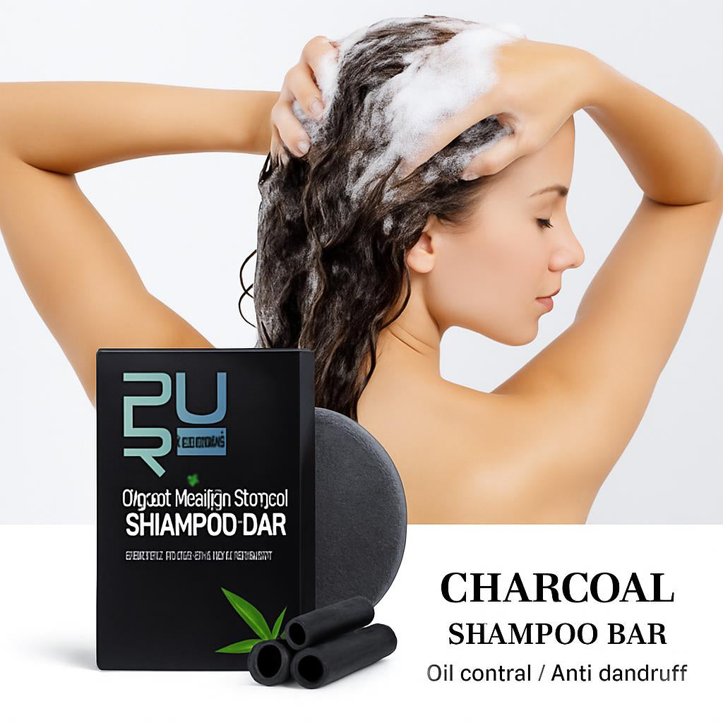 Organic Bamboo Charcoal Shampoo Bar in biodegradable packaging