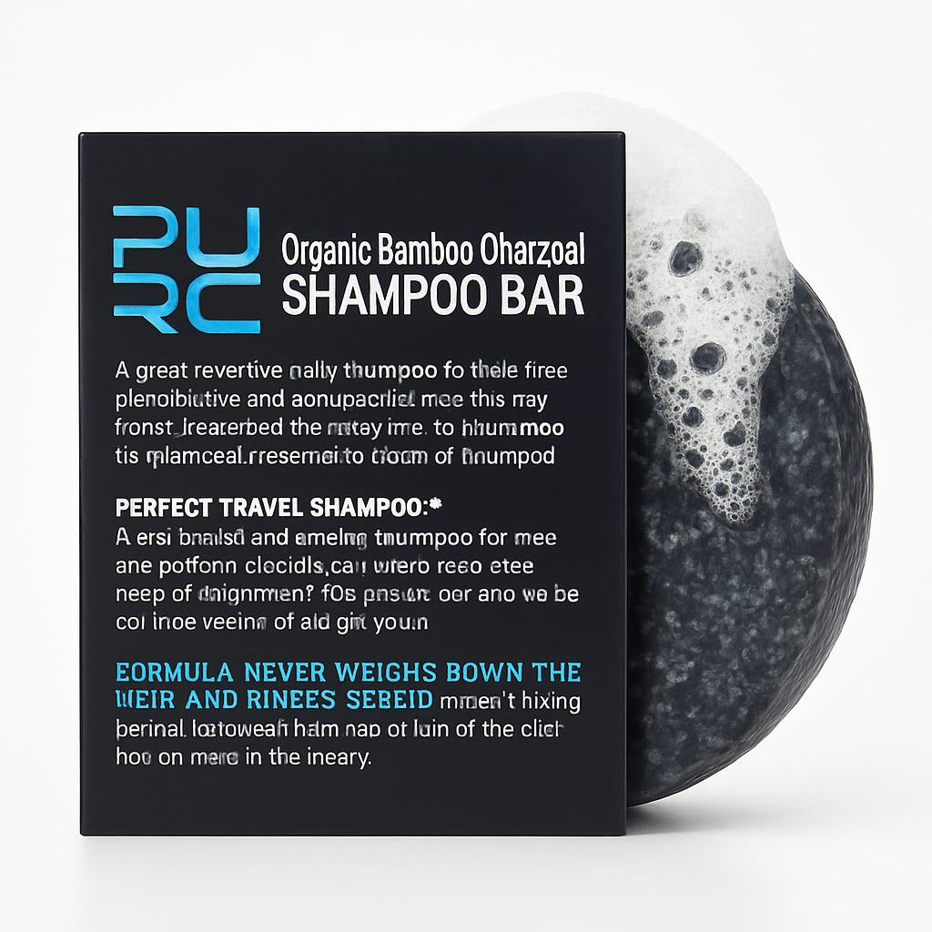 Organic Bamboo Charcoal Shampoo Bar - Plastic-Free, Vegan, Handmade