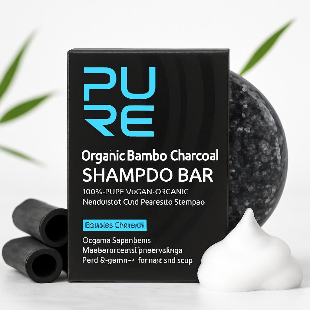Organic Bamboo Charcoal Shampoo Bar - Plastic-Free, Vegan, Handmade