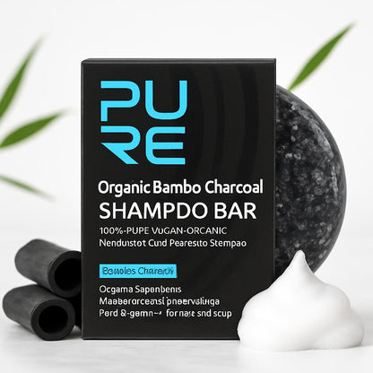 Organic Bamboo Charcoal Shampoo Bar - Plastic-Free, Vegan, Handmade