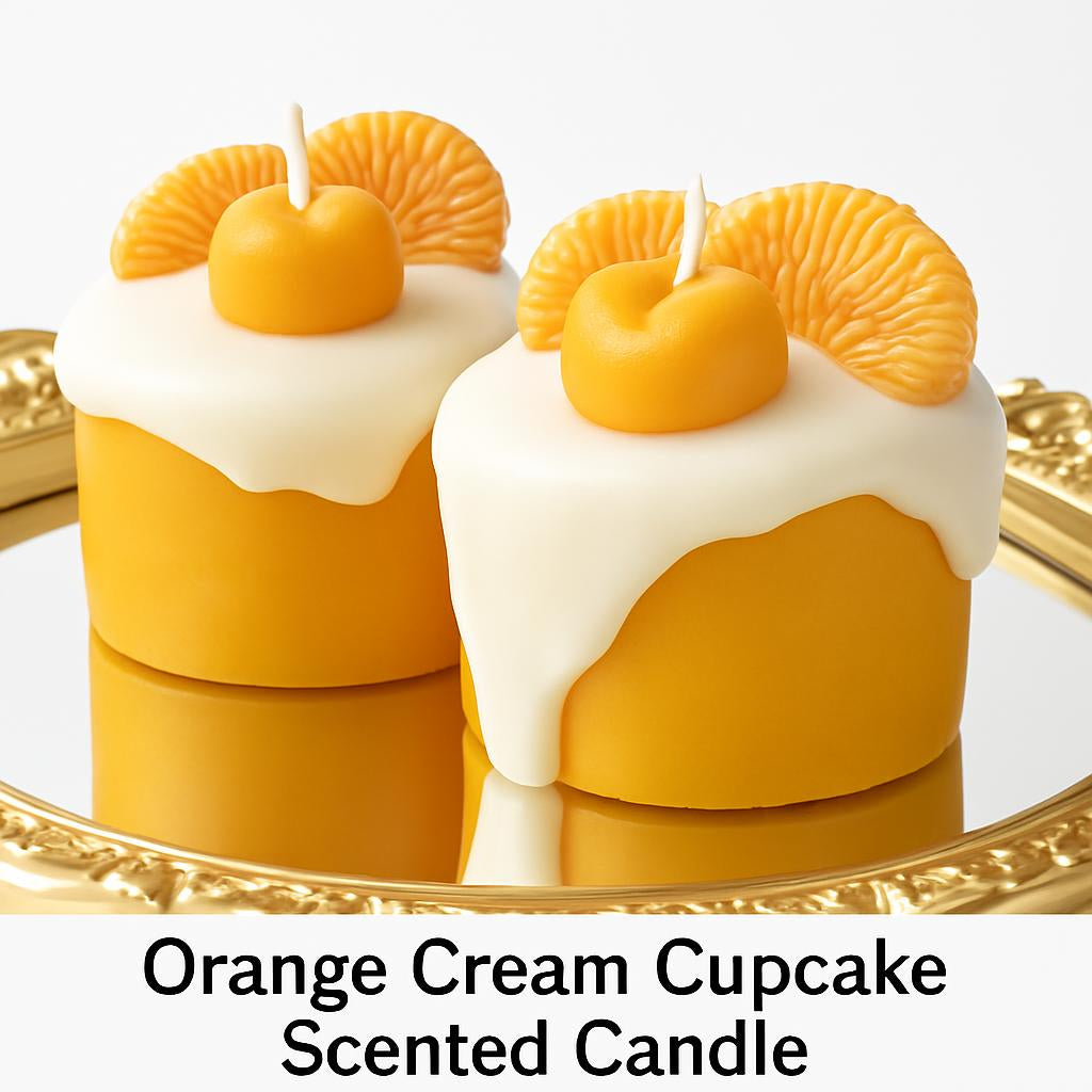 Eco-friendly decorative candle with orange and white fruit design