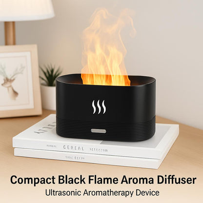 Compact Black Flame Aroma Diffuser - Ultrasonic Aromatherapy Device