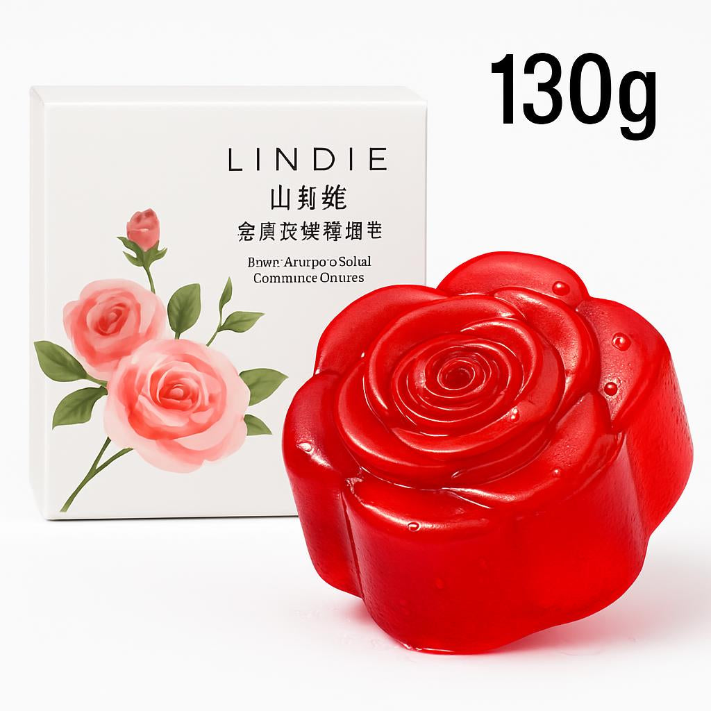 Luxurious rose-shaped red bar soap in eco-friendly packaging