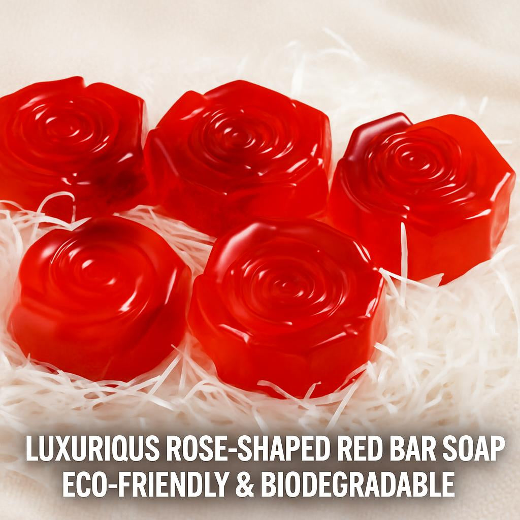 Luxurious Rose-Shaped Red Bar Soap - Eco-Friendly & Biodegradable