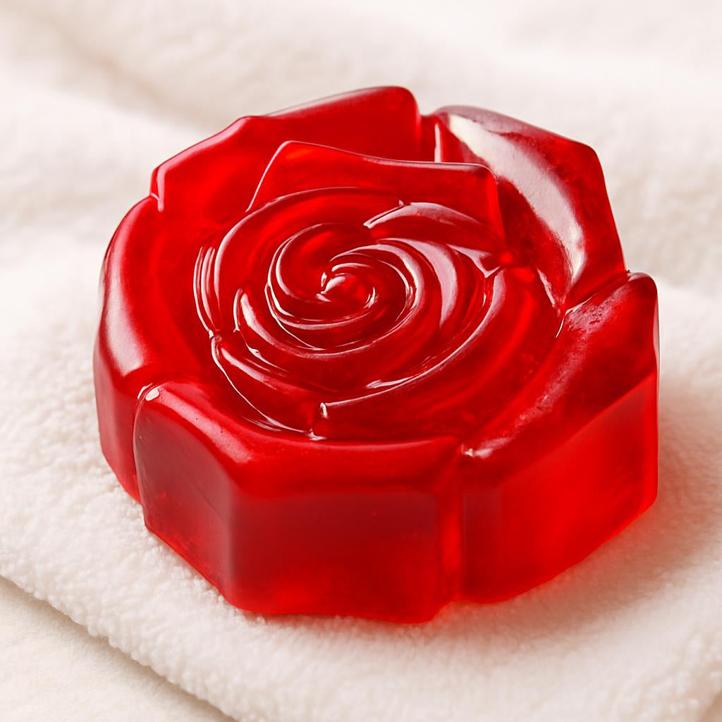Luxurious Rose-Shaped Red Bar Soap - Eco-Friendly & Biodegradable