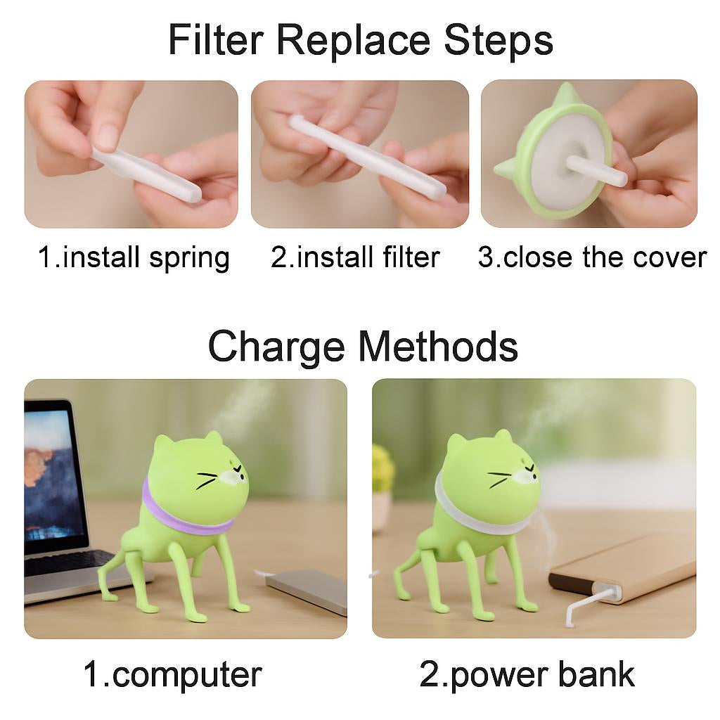 Cat Ear Design Humidifier - Compact, Eco-Friendly Air Quality Enhancer