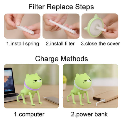 Cat Ear Design Humidifier - Compact, Eco-Friendly Air Quality Enhancer