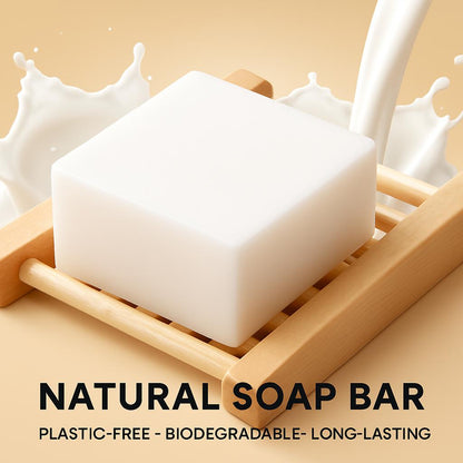 Eco-Friendly Natural Soap Bar on Wooden Dish
