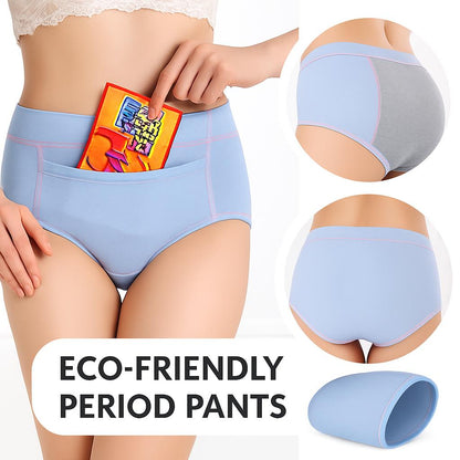 Eco-Friendly Period Pants - Light Blue with Pink Stitching