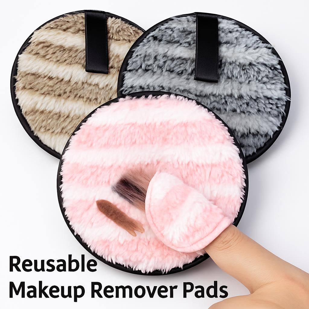 Eco-Friendly Reusable Makeup Remover Pads in Beige, Pink, and Gray