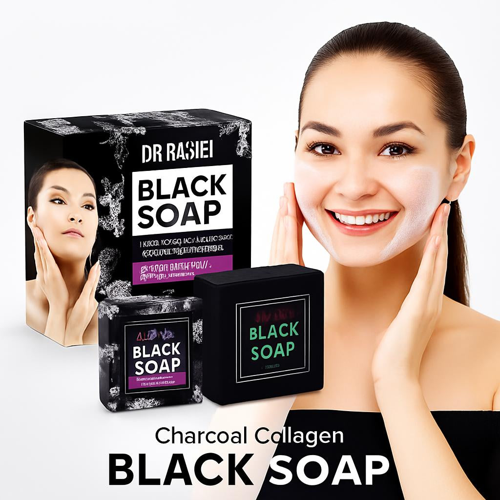 Charcoal Collagen Black Soap Bar for Natural Skincare