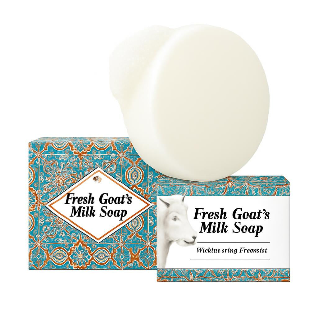Natural Round Goat's Milk Soap Bar in Biodegradable Packaging