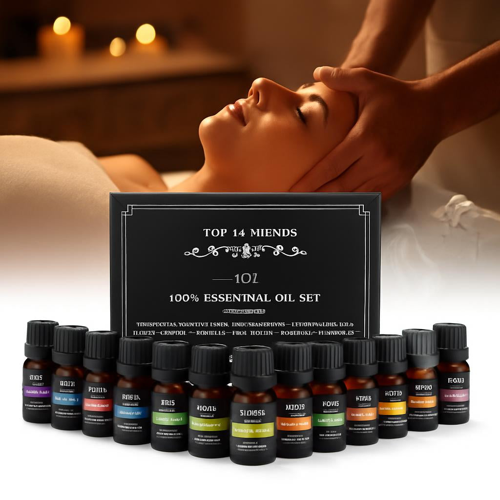 Aromatherapy Essential Oil Set in Glass Bottles