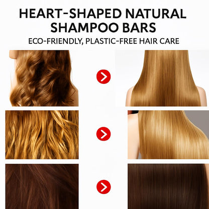 Heart-Shaped Natural Shampoo Bars - Eco-Friendly, Plastic-Free Hair Care