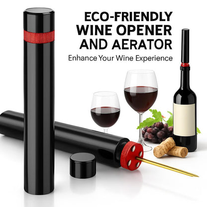 Eco-Friendly Wine Opener and Aerator in Black with Red Accents