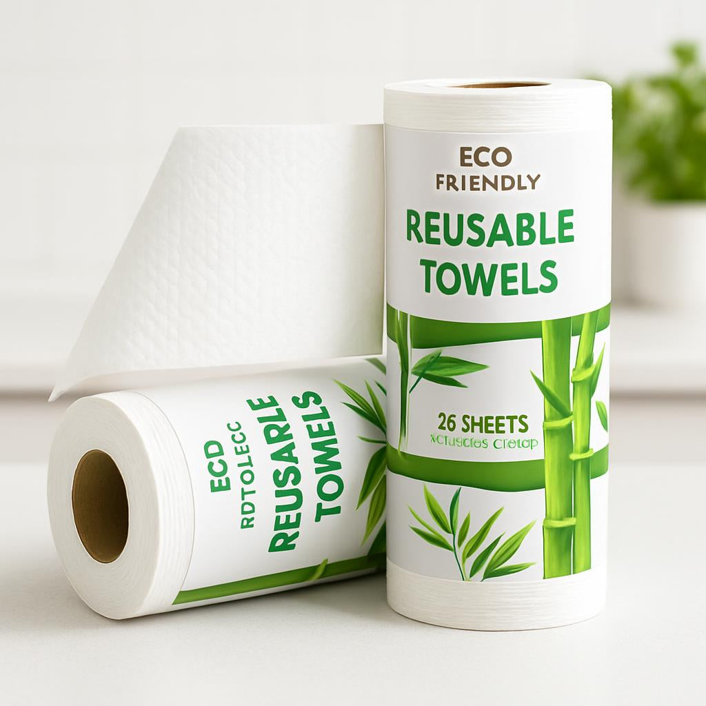 Eco-Friendly Reusable Bamboo Towels in Cylindrical Rolls