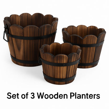 Eco-Friendly Wooden Planters with Metal Accents