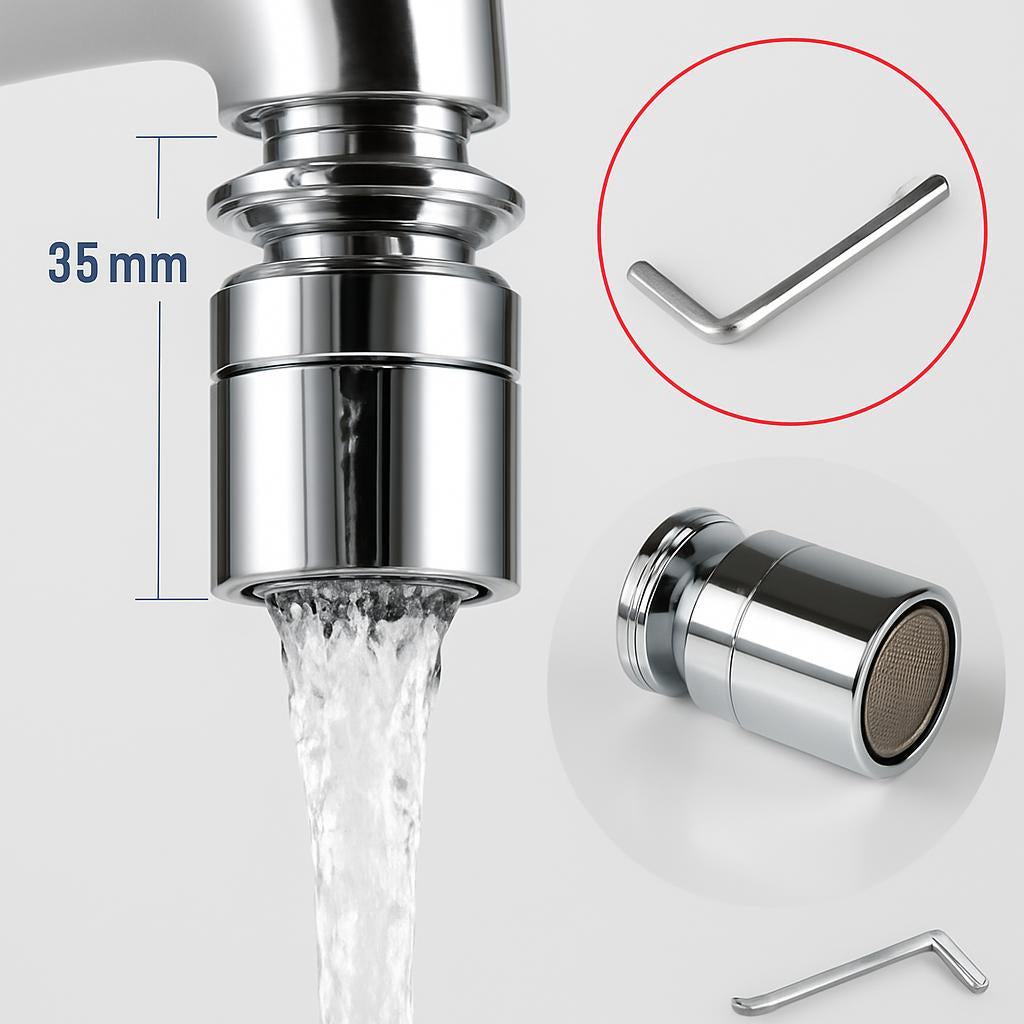 Silver Faucet Aerator with Water-Saving Design