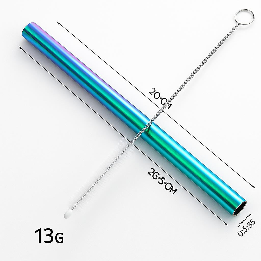 Eco-Friendly Stainless Steel Reusable Metal Straws with Cleaning Brushes