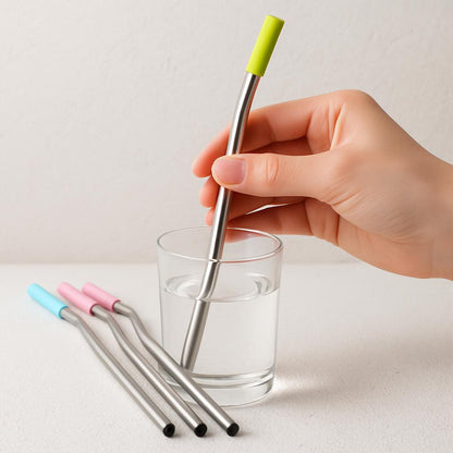 Eco-Friendly Stainless Steel Reusable Metal Straws with Cleaning Brushes