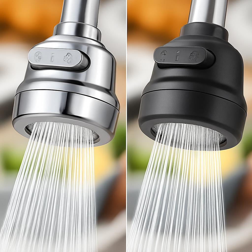 Water-Saving Faucet Aerator in Silver and Black