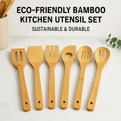 Bamboo Kitchen Utensil Set - Eco-Friendly and Durable