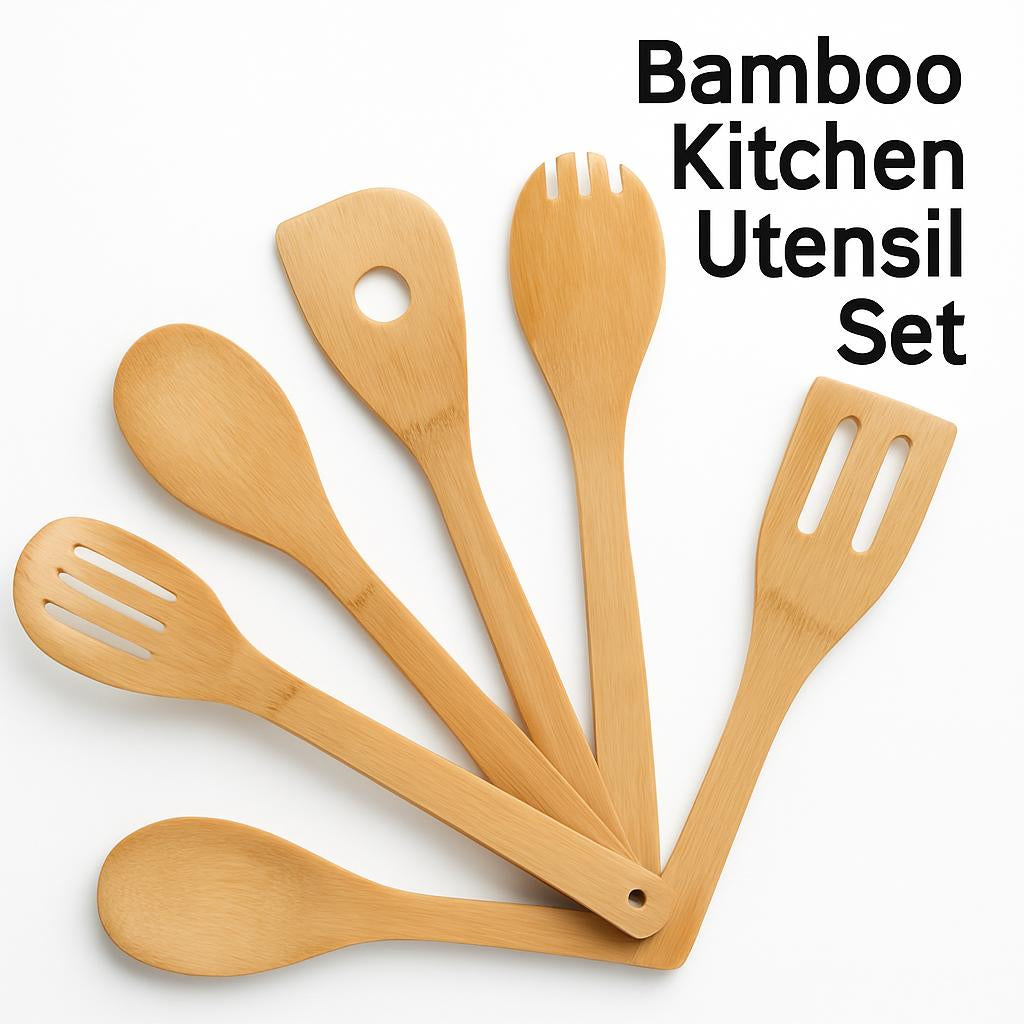 Eco-Friendly Bamboo Kitchen Utensil Set - Sustainable & Durable