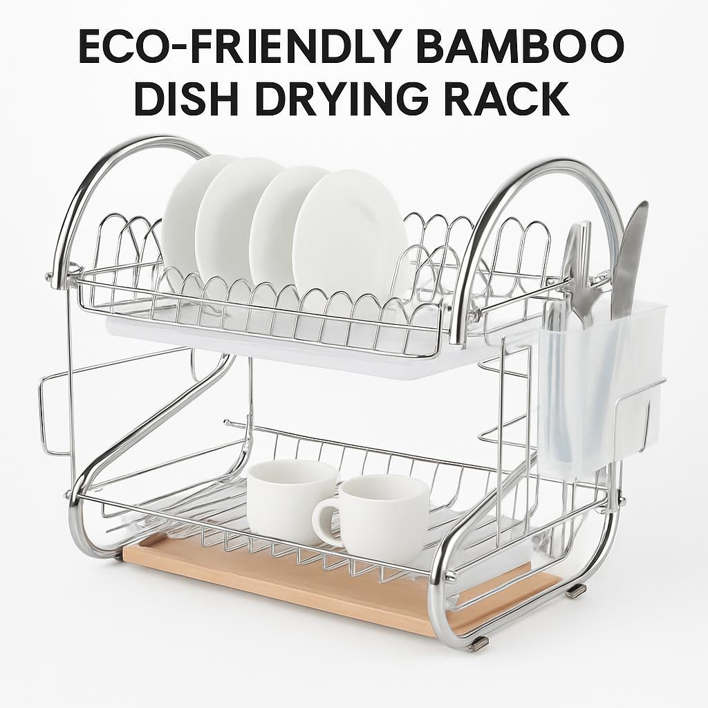 Eco-Friendly Bamboo Dish Drying Rack - X-Shaped Foldable Design