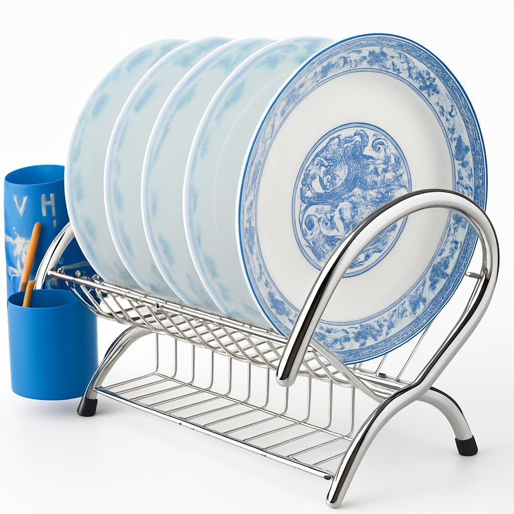 Eco-Friendly Bamboo Dish Drying Rack - X-Shaped Foldable Design