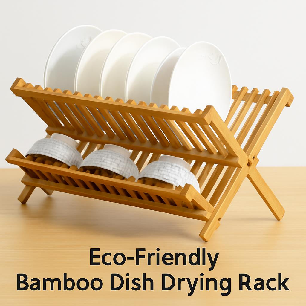 Eco-Friendly Bamboo Dish Drying Rack - X-Shaped Foldable Design