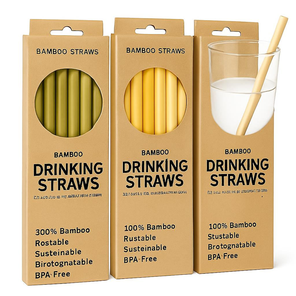 Eco-Friendly Bamboo Drinking Straws in Natural Shades