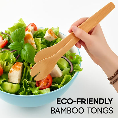 Eco-Friendly Bamboo Salad Tongs - Sustainable Kitchen Utensil