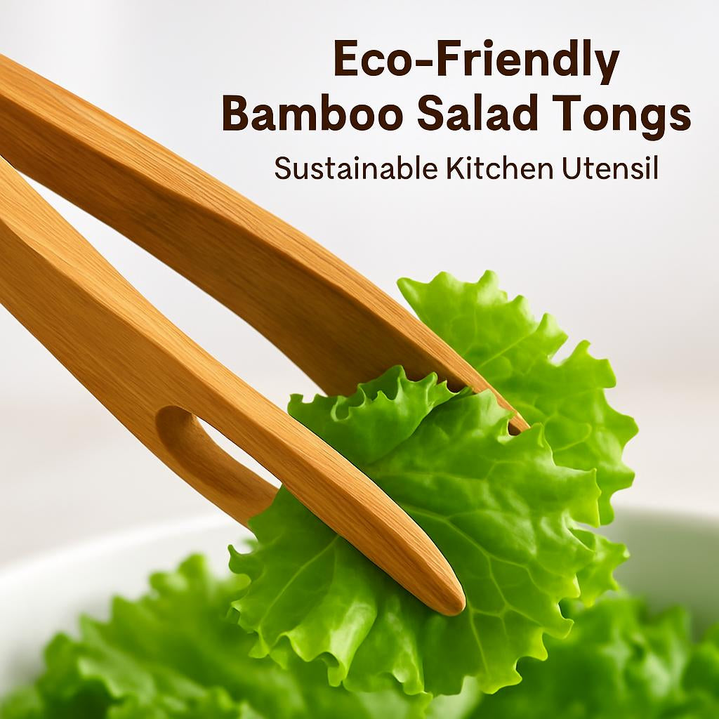 Eco-Friendly Bamboo Salad Tongs - Sustainable Kitchen Utensil