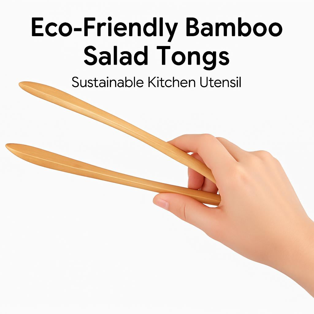 Eco-Friendly Bamboo Salad Tongs - Sustainable Kitchen Utensil