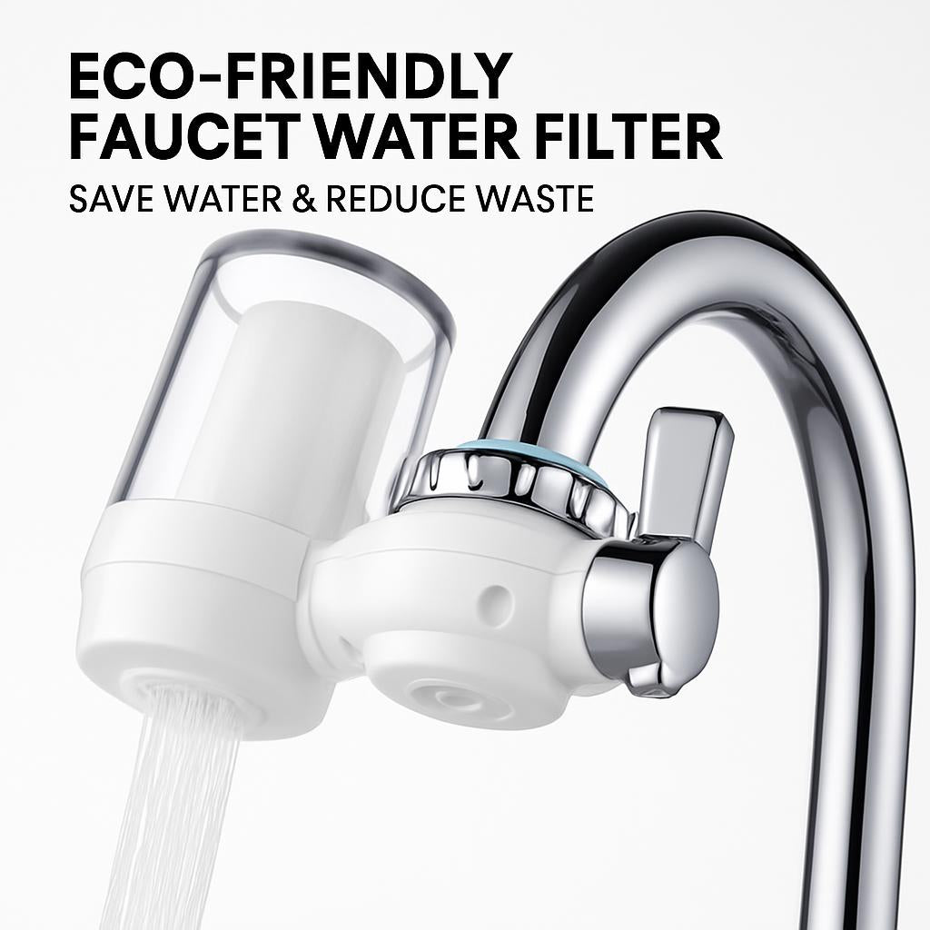 Eco-Friendly Faucet Water Filter in Silver and White