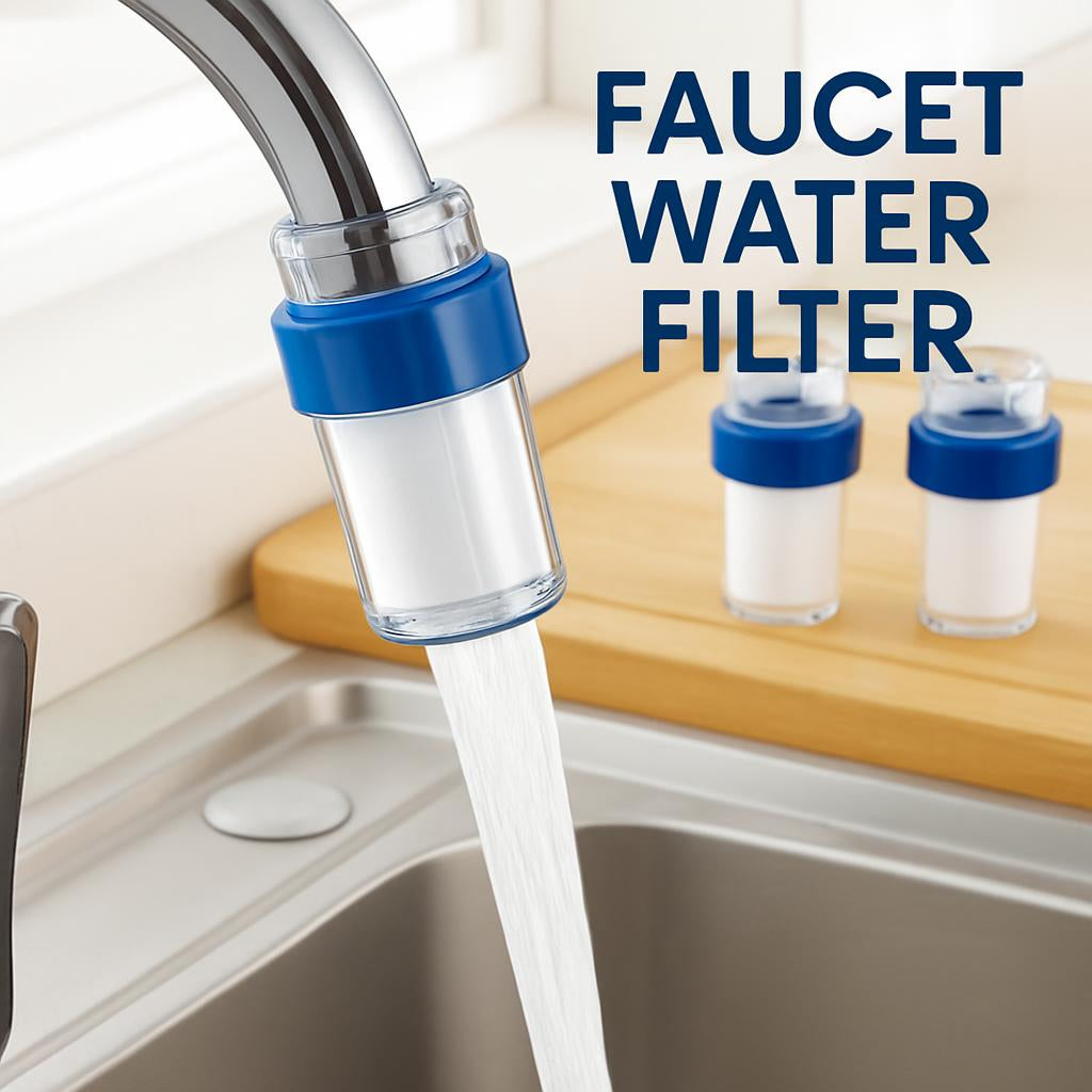 Eco-Friendly Faucet Water Filter in Blue and Transparent