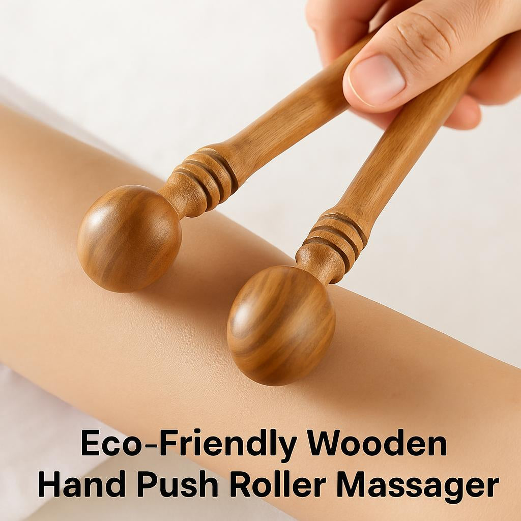 Eco-Friendly Wooden Sandalwood Hand Push Roller Massager