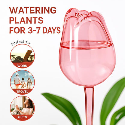 Pink Tulip-Shaped Self-Watering Plant Bulb for Efficient Plant Hydration