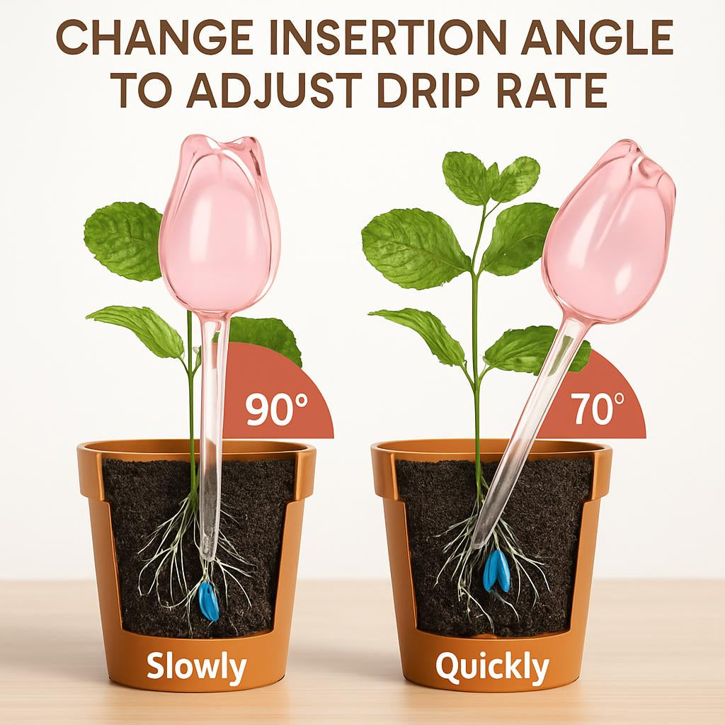 Tulip-Shaped Self-Watering Plant Bulb - Pink, Water-Saving, Eco-Friendly