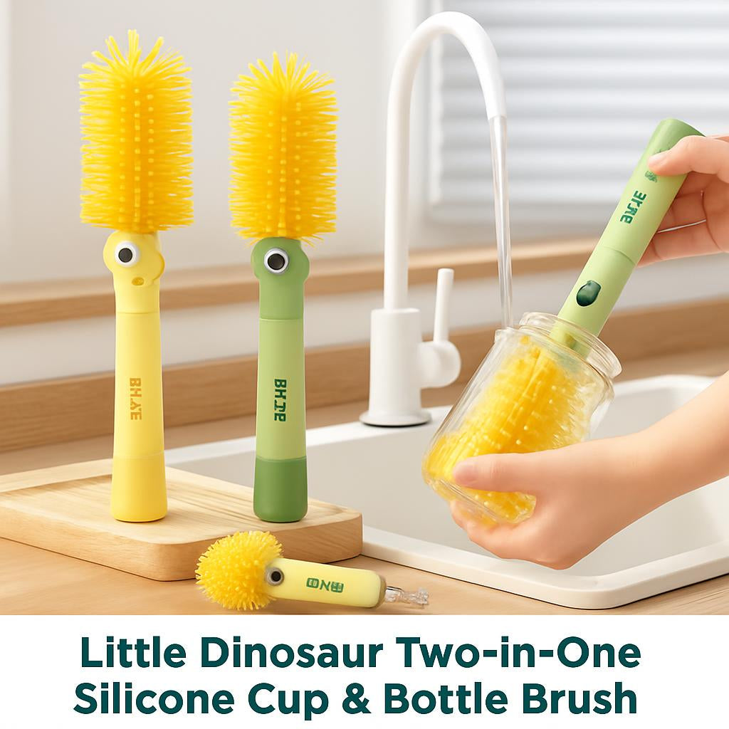 Eco-Friendly Silicone Bottle Cleaning Brushes in Yellow and Green