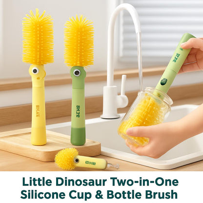 Eco-Friendly Silicone Bottle Cleaning Brushes in Yellow and Green