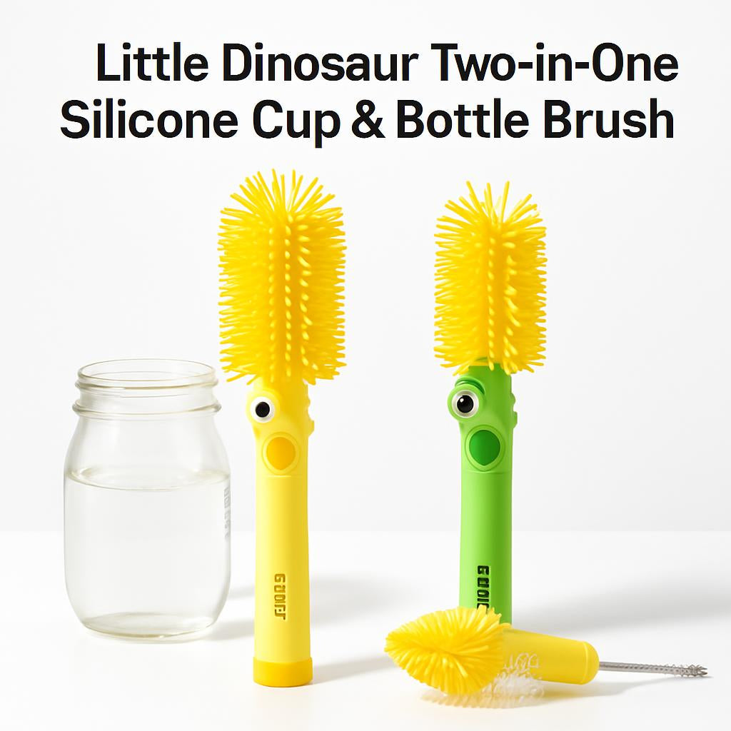 Little Dinosaur Two-in-One Silicone Cup & Bottle Brush